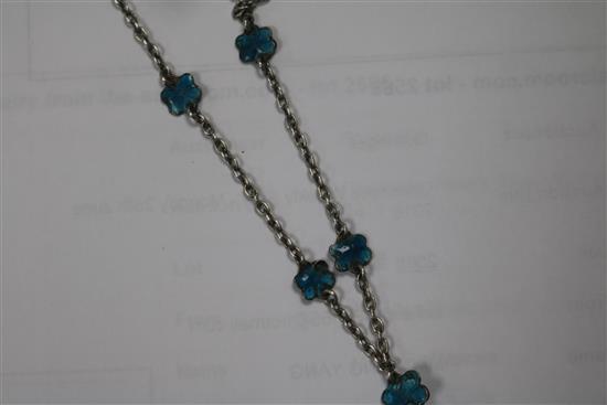 A suite of Chinese silver and enamel jewellery, comprising a necklace and matching earrings, early 20th century